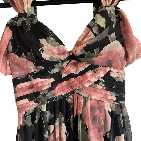 Lulus Give Me Amore Black and Pink Floral Print Maxi Dress, Size S - Picture 9 of 13